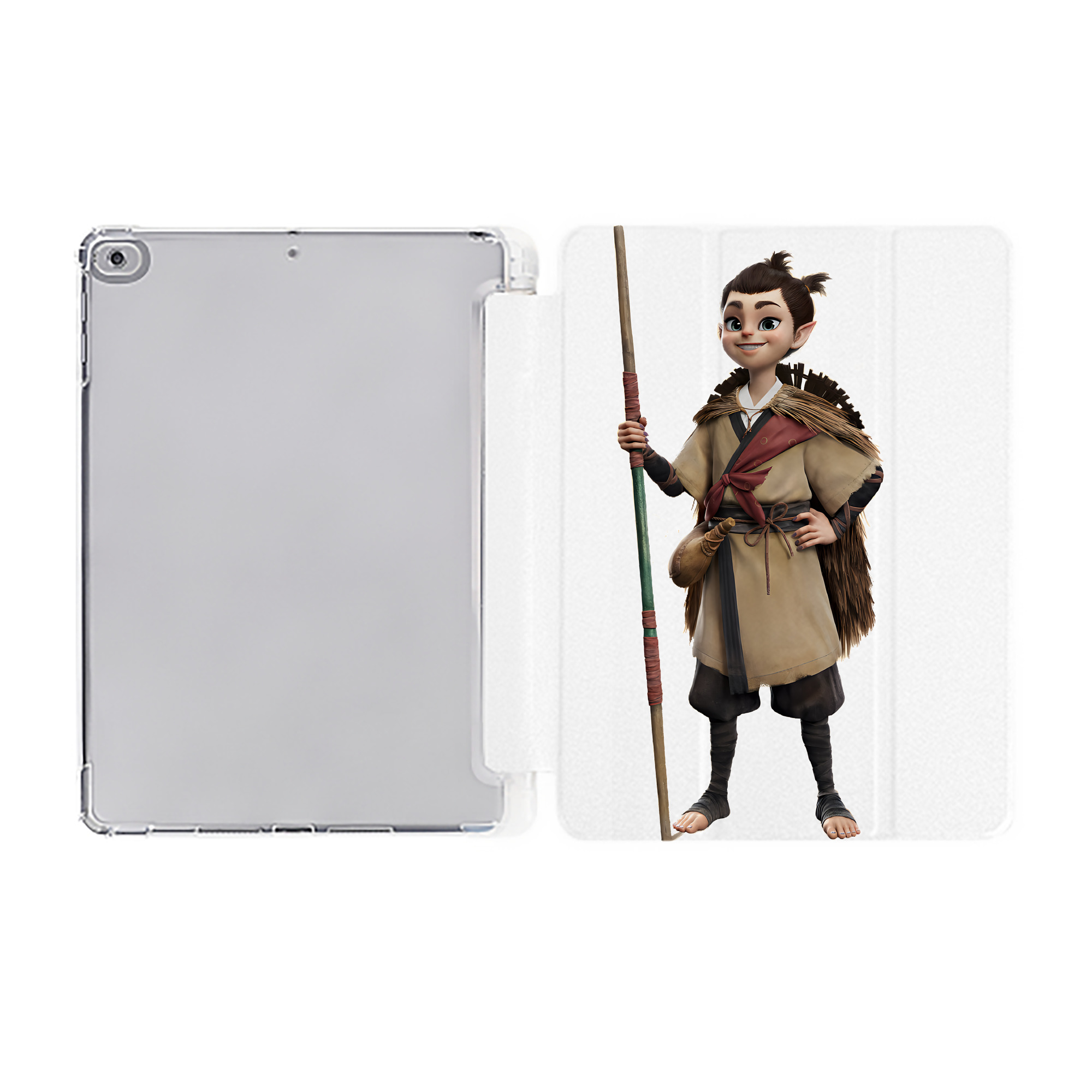 （画像用） Ne Zha 2 ナタ 魔童の大暴れ IPad ケース ペン収納付き 三つ折りスタンド PUレザー×シリコン 対応機種9.5/10.5/10.9インチ